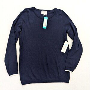 Absolutely Creative WorldWide Women's Sweater Sz S Navy Blue Pullover Tunic NEW